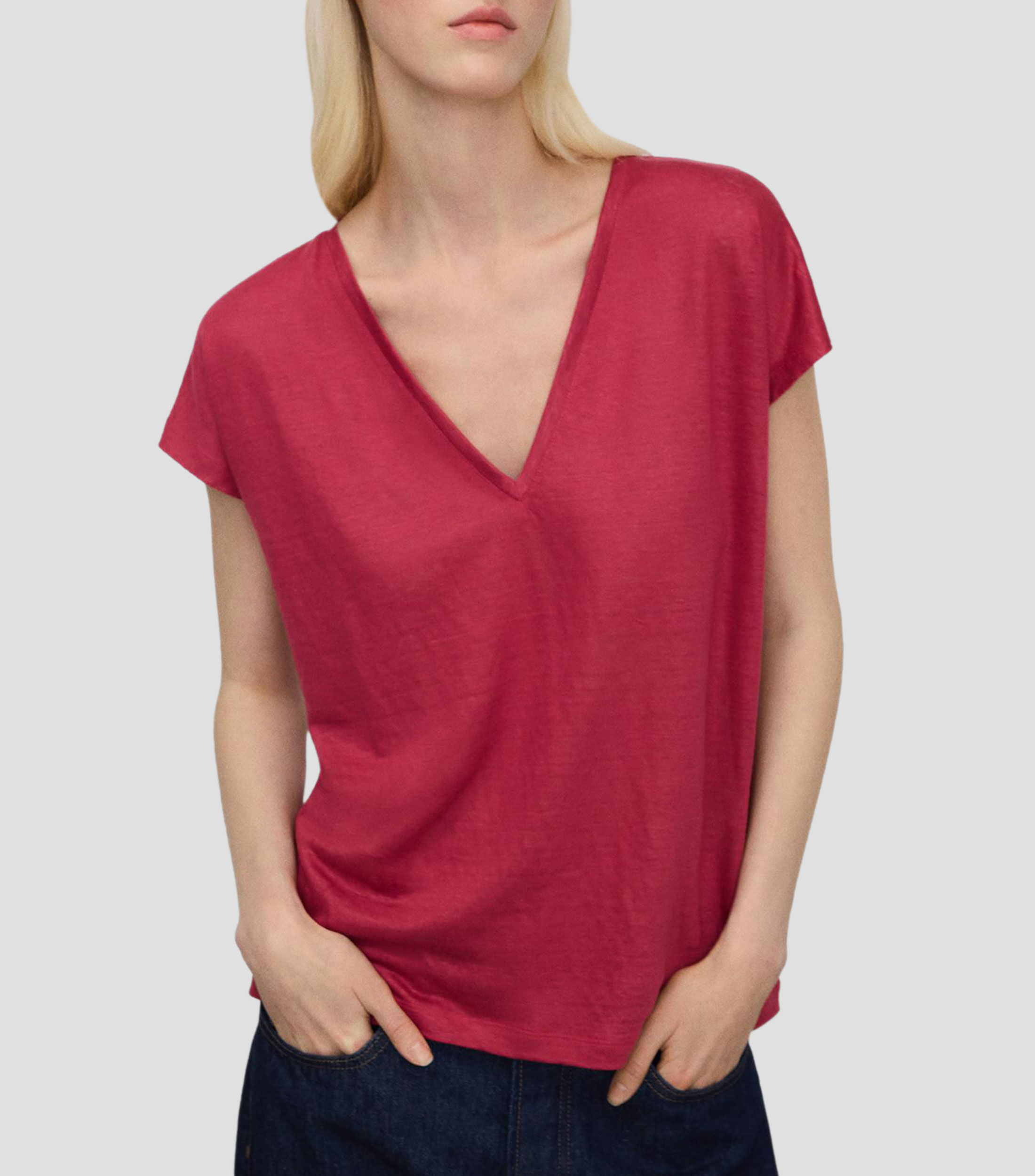 Blusa jaspeada manga corta Mujer